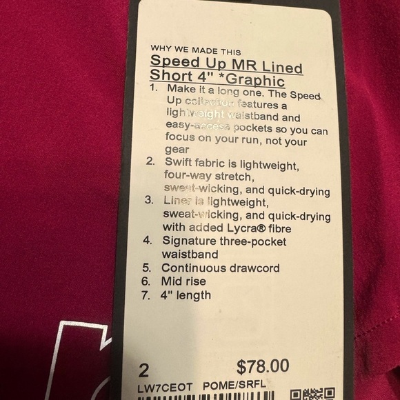 RARE Lululemon Speed Up Mid Rise Lined Shorts 4” Size 2 Limited Ed Pomegranate - Picture 10 of 13